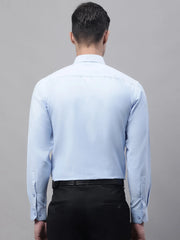 Men's Sky Blue Cotton Solid Formal Shirt-SF-875