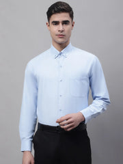 Men's Sky Blue Cotton Solid Formal Shirt-SF-875