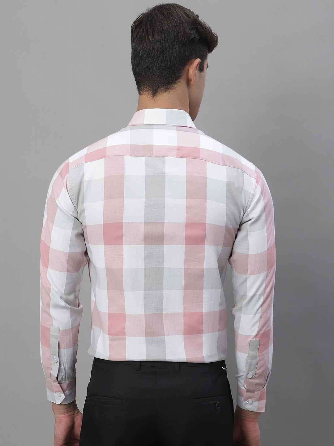 DesiQlo Men Checked Formal Shirt - Pink
