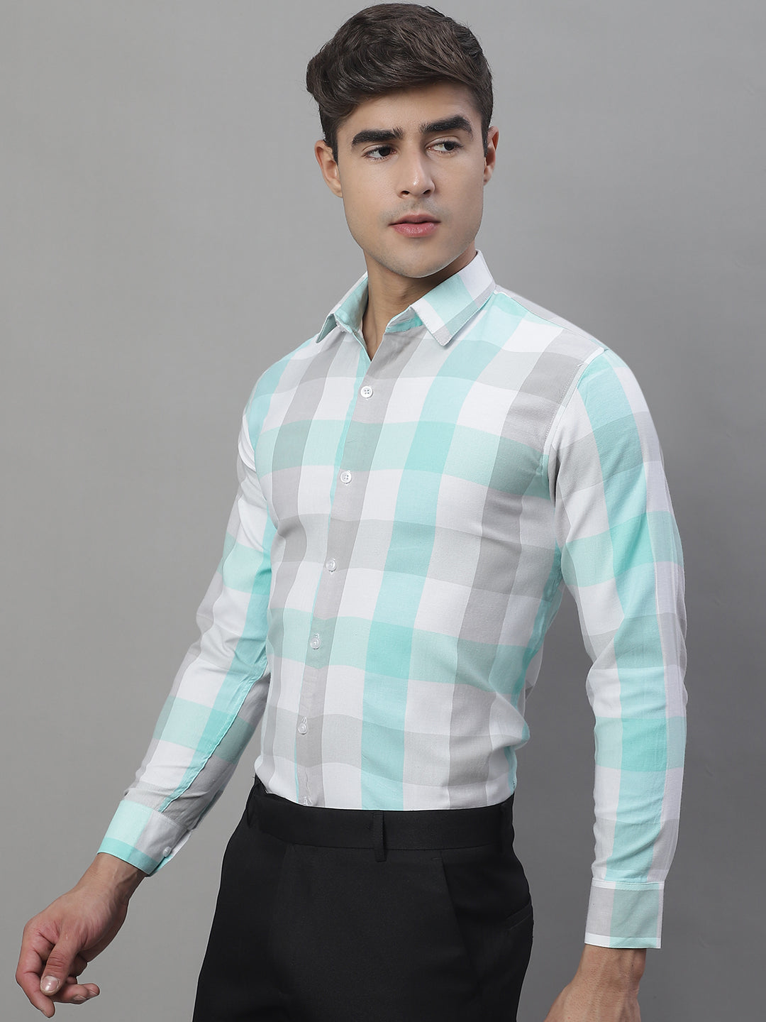 DesiQlo Men Checked Formal Shirt - Blue