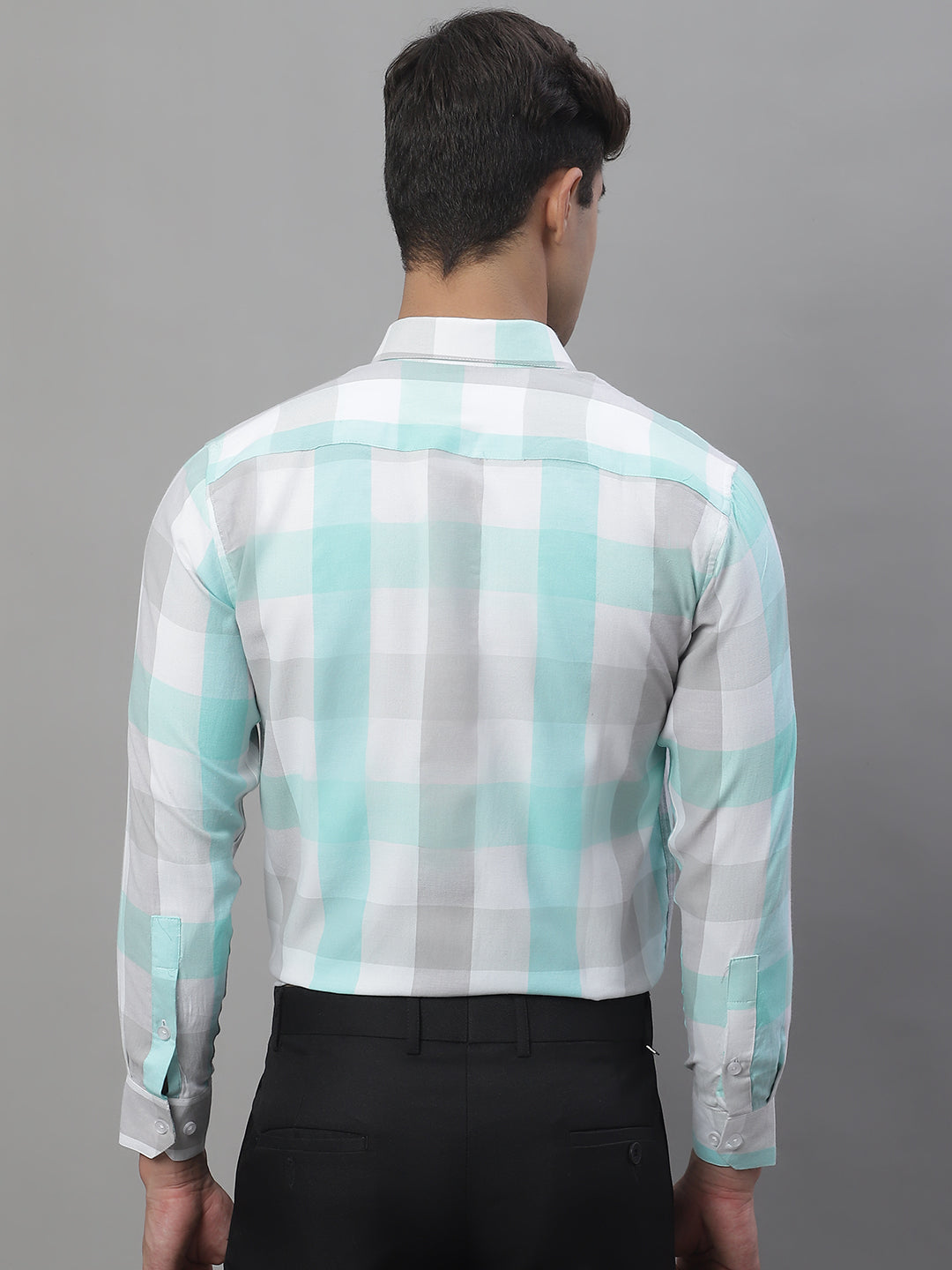 DesiQlo Men Checked Formal Shirt - Blue