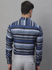 Men Grey Classic Striped Formal Shirt