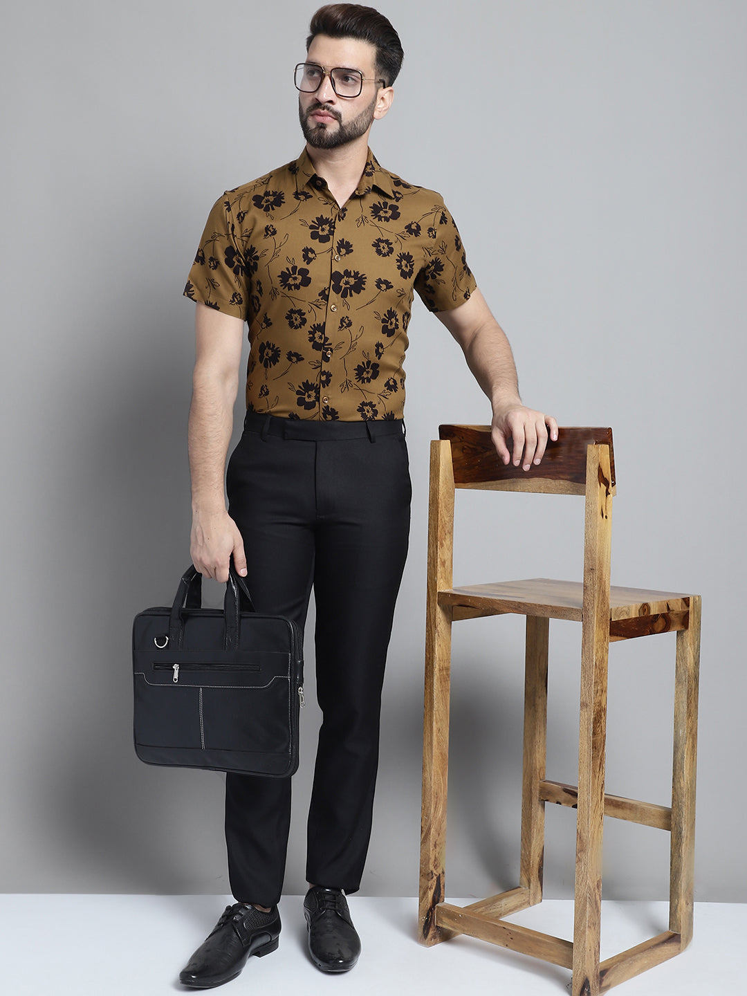 DesiQlo Men Printed Formal Shirt - Yellow