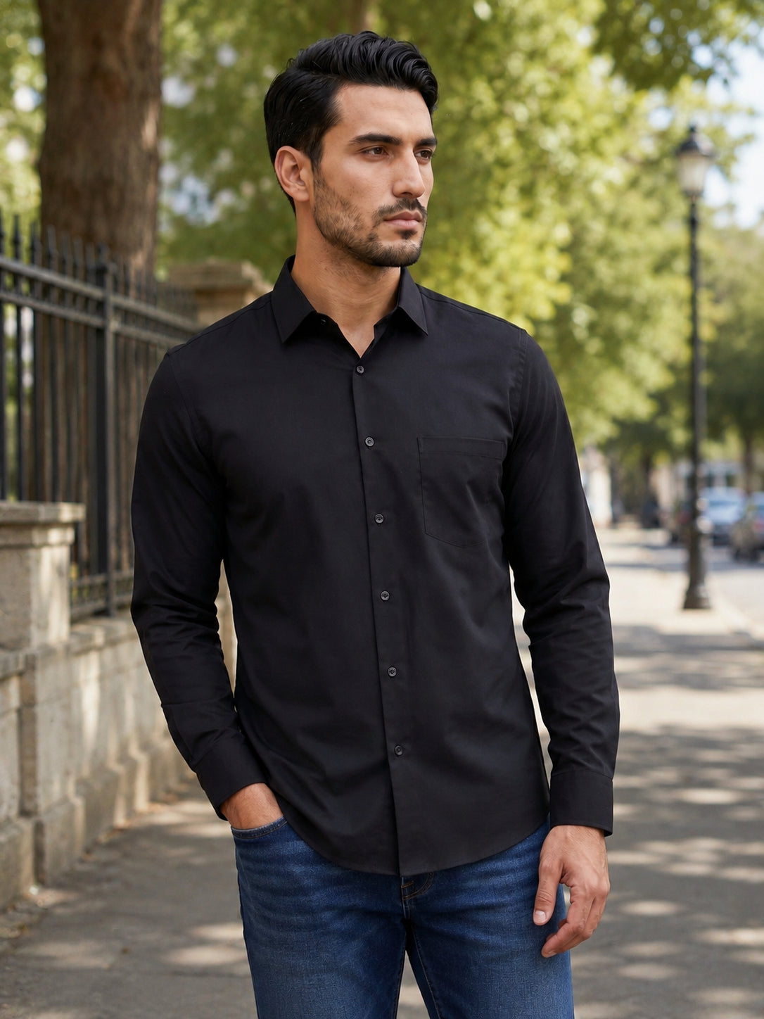 Men's Cotton Solid Casual Shirt ( RDSH 883Black )