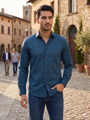 Men's Cotton Solid Casual Shirt ( RDSH 883Peacock )