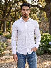 Men's Cotton Solid Casual Shirt ( RDSH 883White )