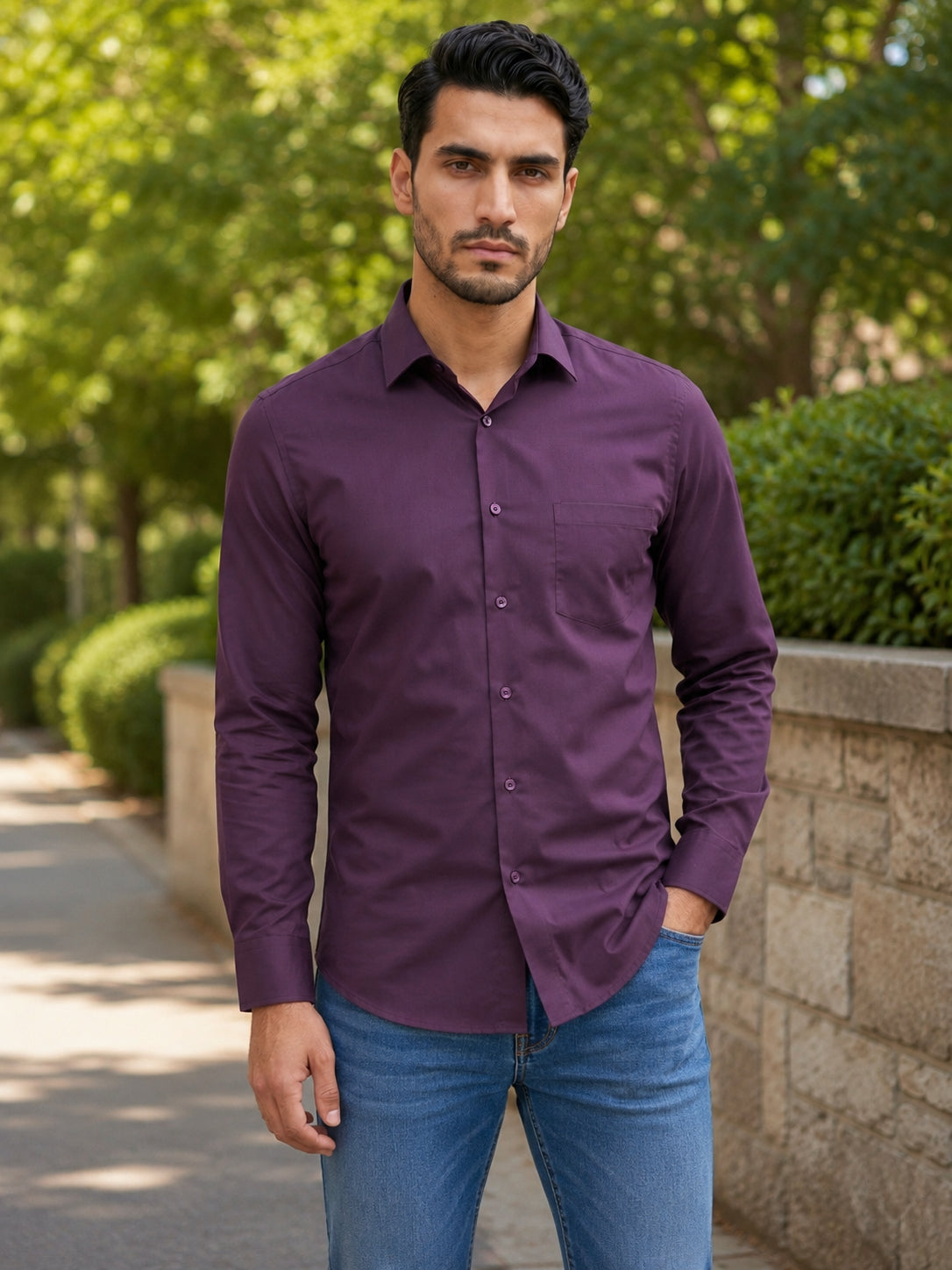 Men's Cotton Solid Casual Shirt ( RDSH 883Wine )