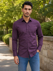 Men's Cotton Solid Casual Shirt ( RDSH 883Wine )