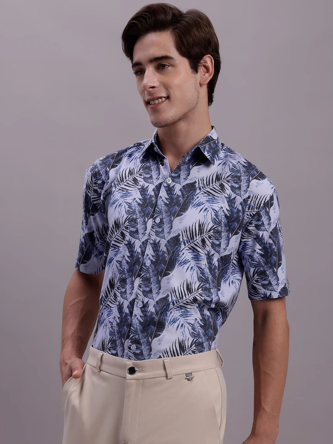 Dark Floral Printed Formal Shirts for Men | Cotton Mens Shirt