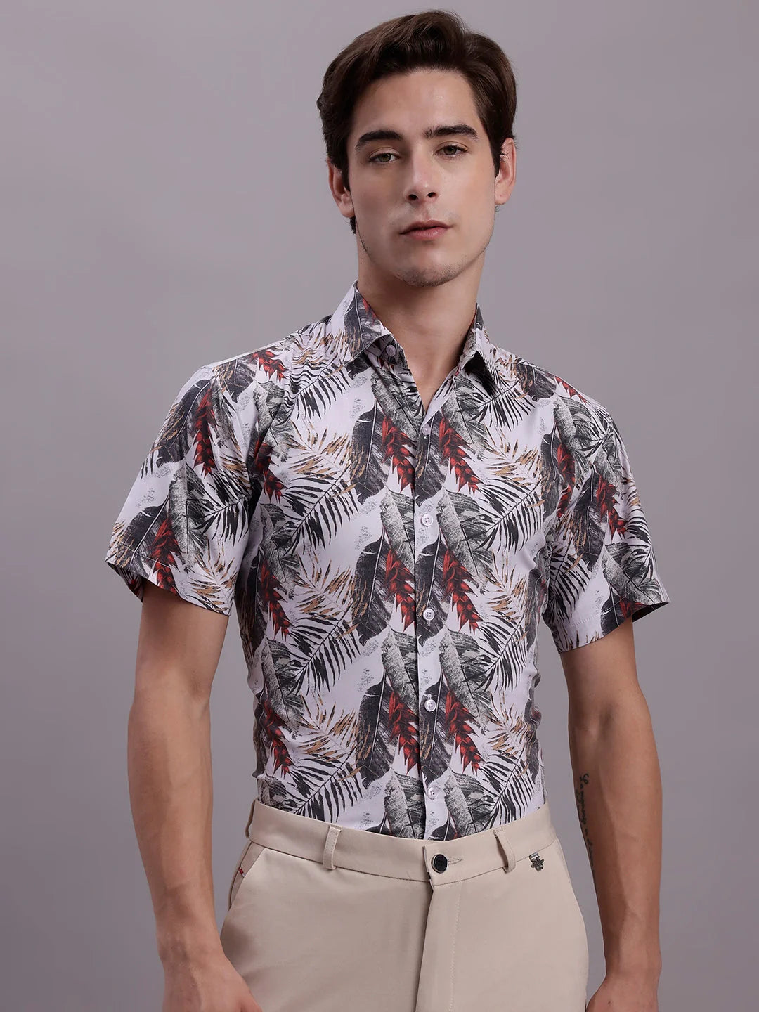 Printed Formal Shirt - Stylish Floral Brand Men's Cotton Shirt