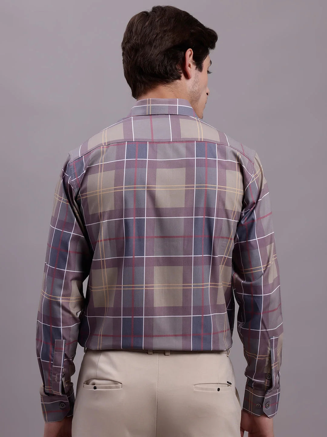 Classic Formal Mens Shirt - Cotton Blend Checked Design