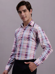 Men's Cotton Blend Checked Formal Shirt-SF888