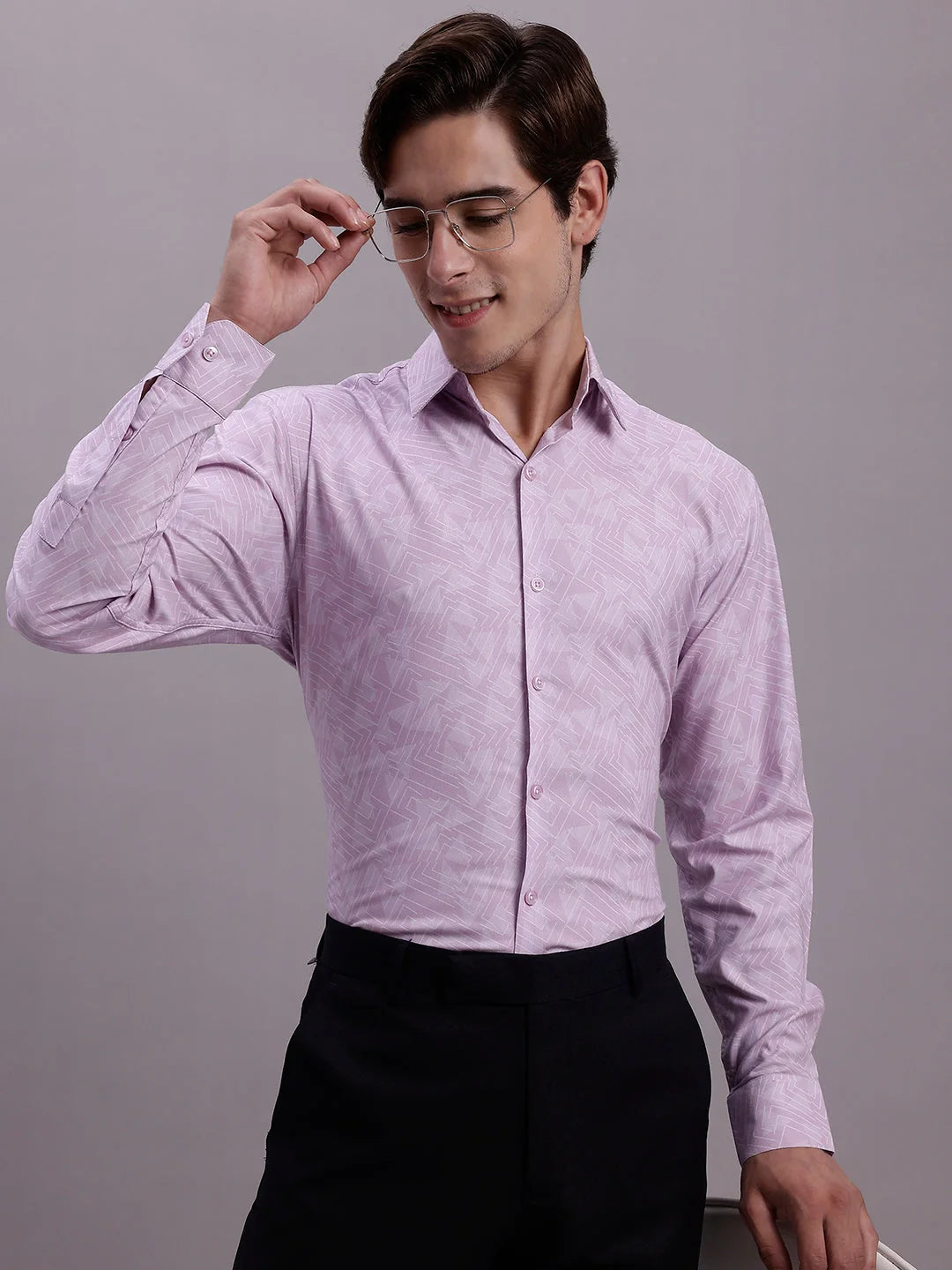 Geometric Printed Formal Shirt - Premium Cotton Blend Mens Shirt