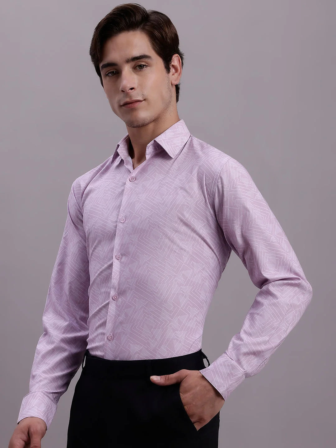 Geometric Printed Formal Shirt - Premium Cotton Blend Mens Shirt