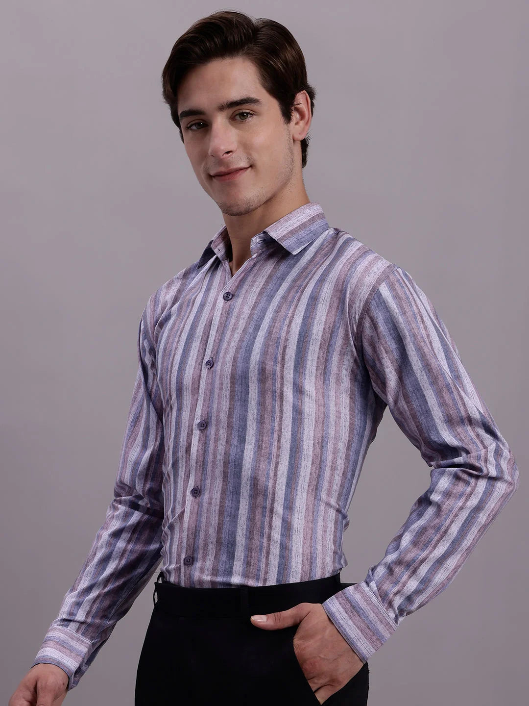 Cotton Blend Striped Formal Shirt - Mens Shirt Collection