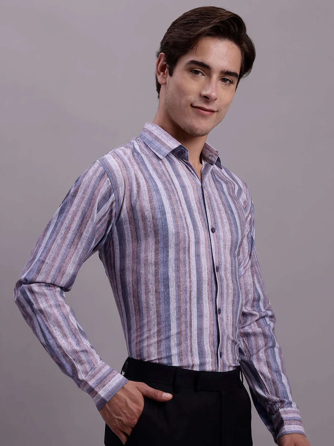 Cotton Blend Striped Formal Shirt - Mens Shirt Collection