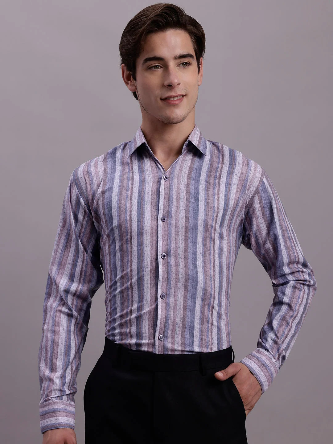Cotton Blend Striped Formal Shirt - Mens Shirt Collection