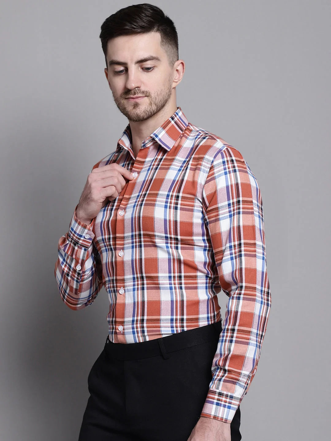 Men's Classic Host Checks Formal Shirt | Cotton Printed Shirt