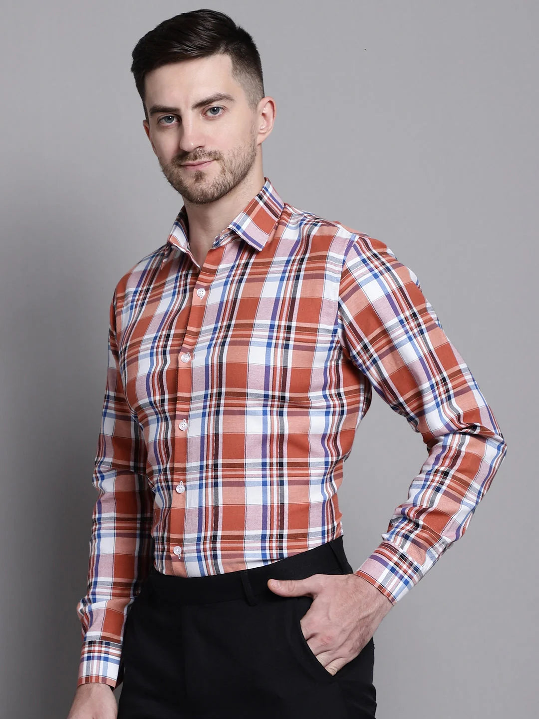 Men's Classic Host Checks Formal Shirt | Cotton Printed Shirt