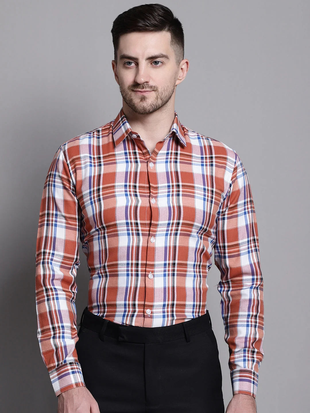 Men's Classic Host Checks Formal Shirt | Cotton Printed Shirt