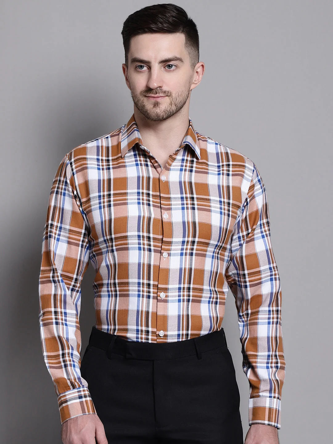 Men's Classic Checks Formal Shirt | Cotton Printed Shirt