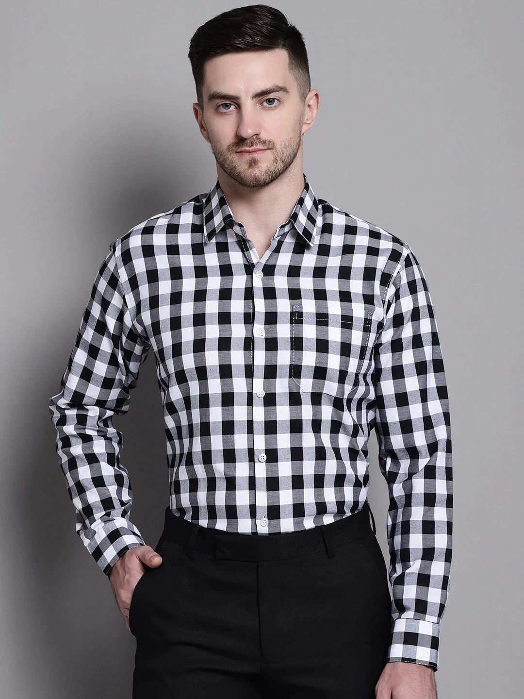 Men's Buffalo Check Formal Shirt | Premium Cotton Polo Shirts