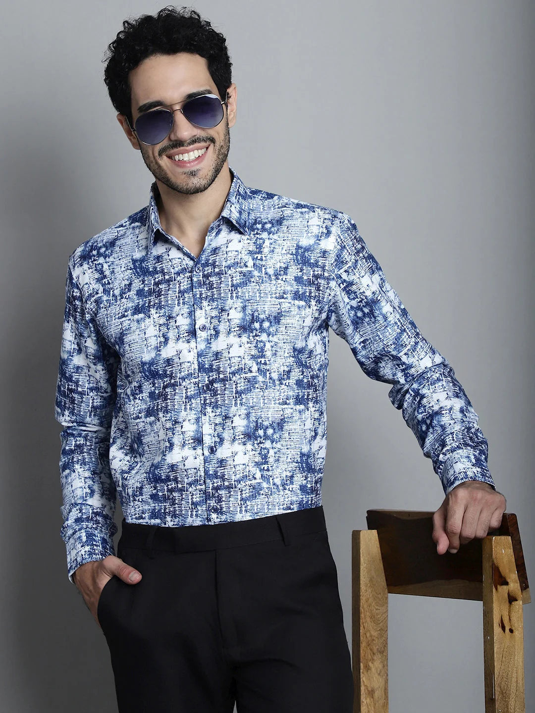 Stylish Printed Formal Shirts for Men - Geometric Mens Shirt