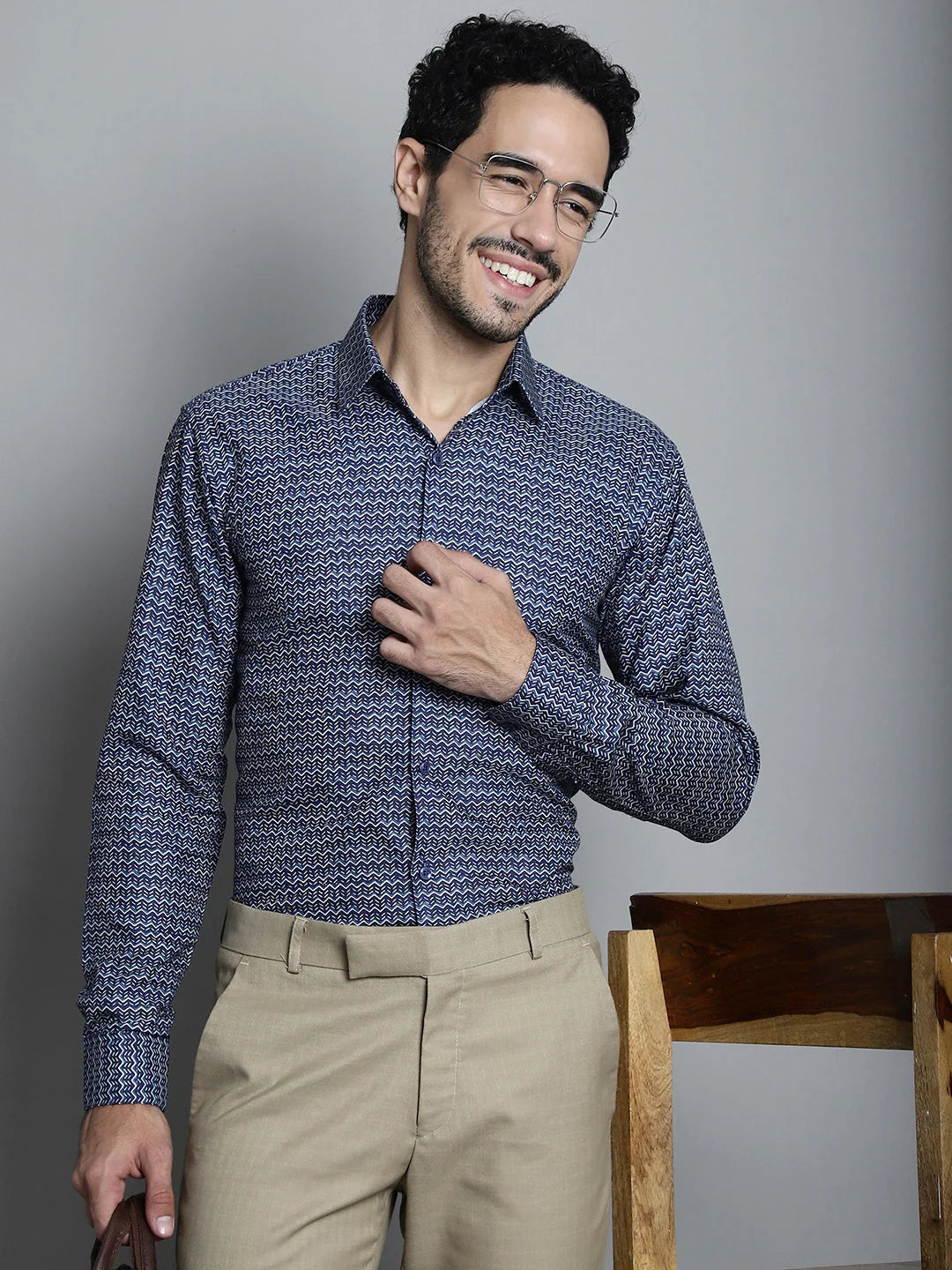 Men's Geomatric Printed Formal Shirts-SF 898