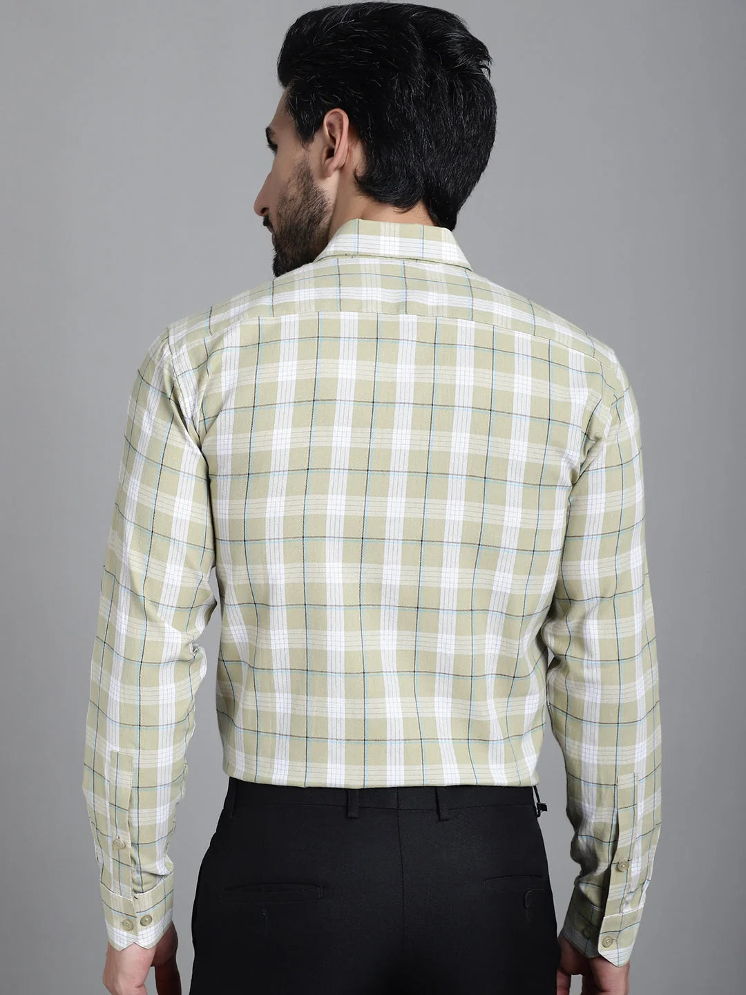 Beige Checked Formal Shirt | SF-902 Cotton Mens Shirt