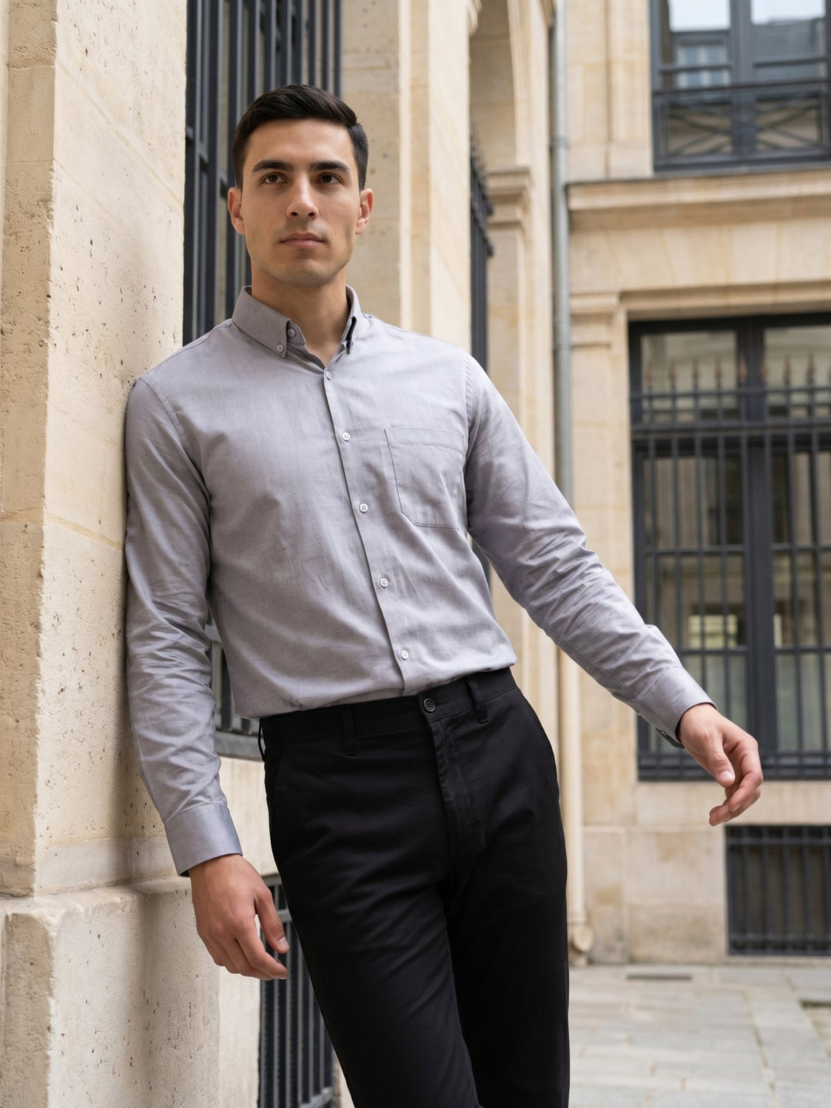 Men Regular Fit Solid Button-Down Collar Formal Shirt ( RDSH 9042Grey )