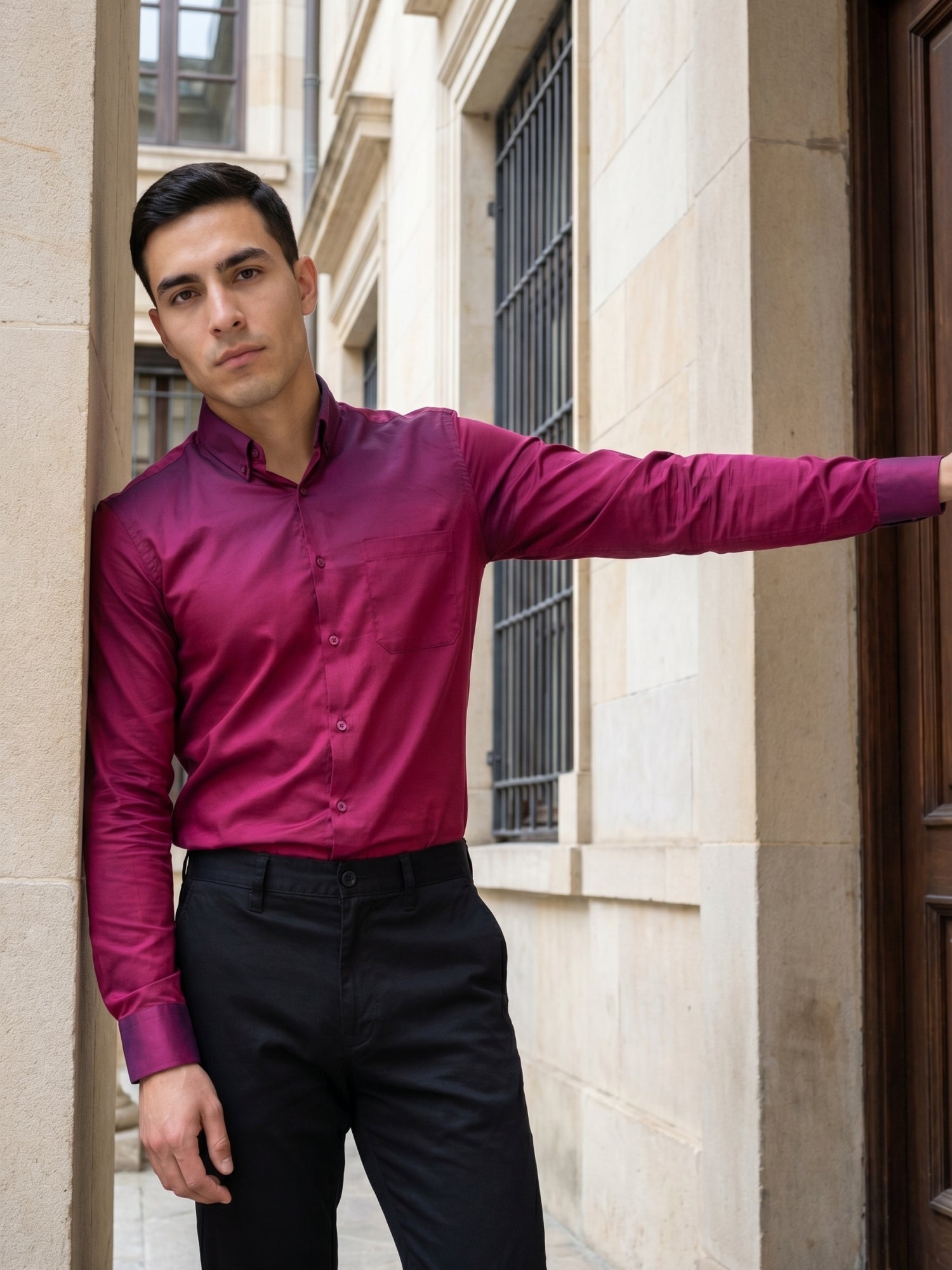 DesiQlo Men Solid Men Regular Fit Shirts - Multicolor - RDSH_9042Wine