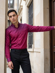 Men Regular Fit Solid Button-Down Collar Formal Shirt ( RDSH 9042Wine )