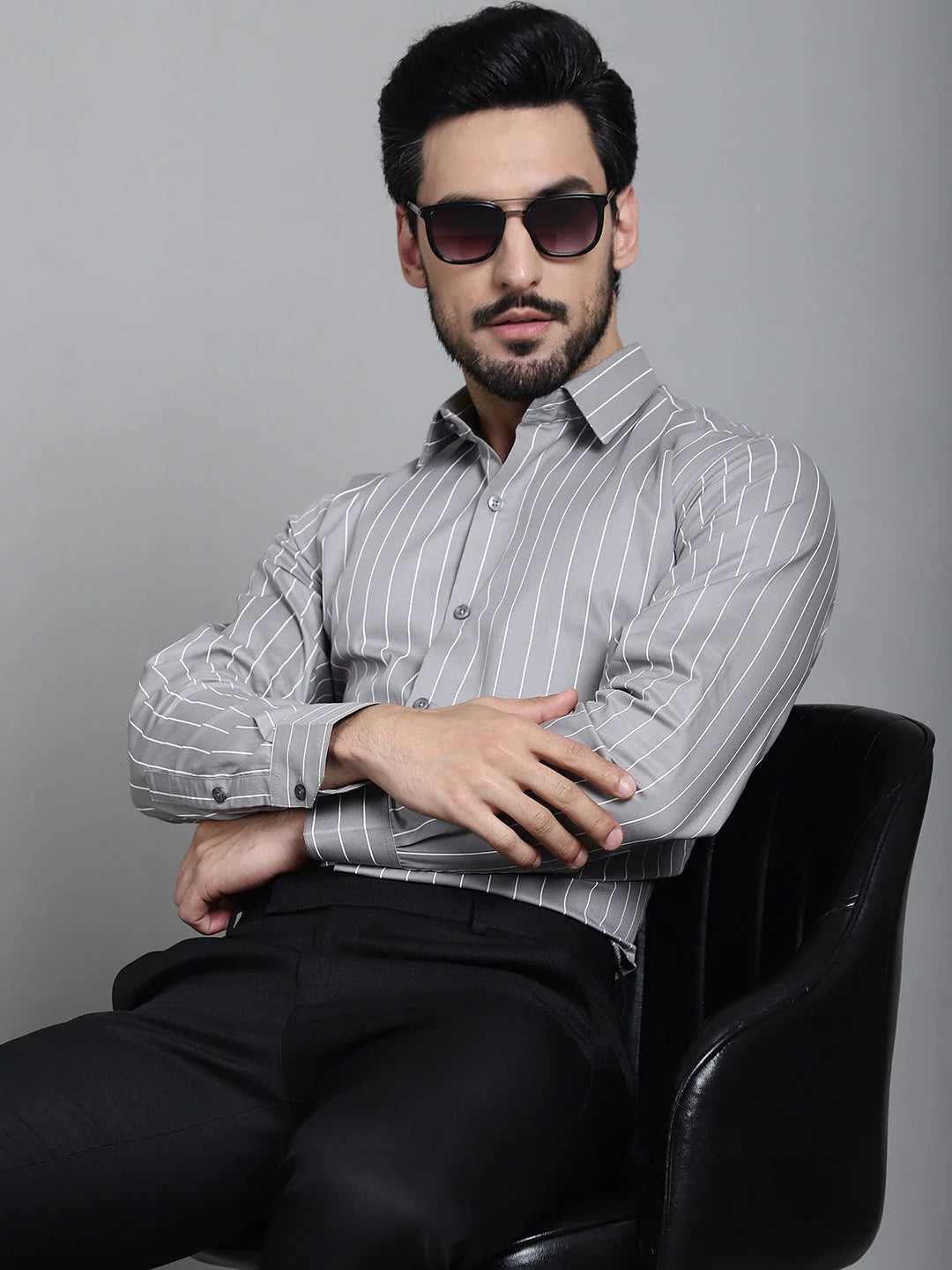 Striped Formal Shirt-SF-907 - Cotton Mens Shirt Online
