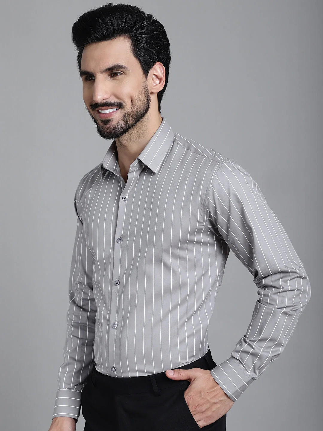 Striped Formal Shirt-SF-907 - Cotton Mens Shirt Online