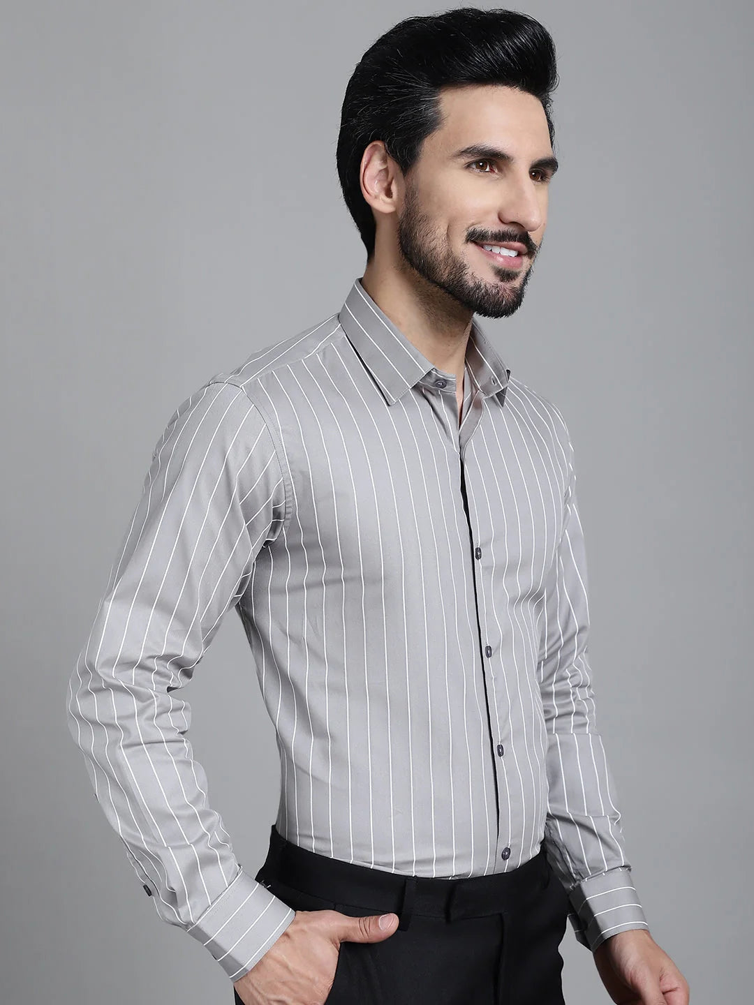 Striped Formal Shirt-SF-907 - Cotton Mens Shirt Online