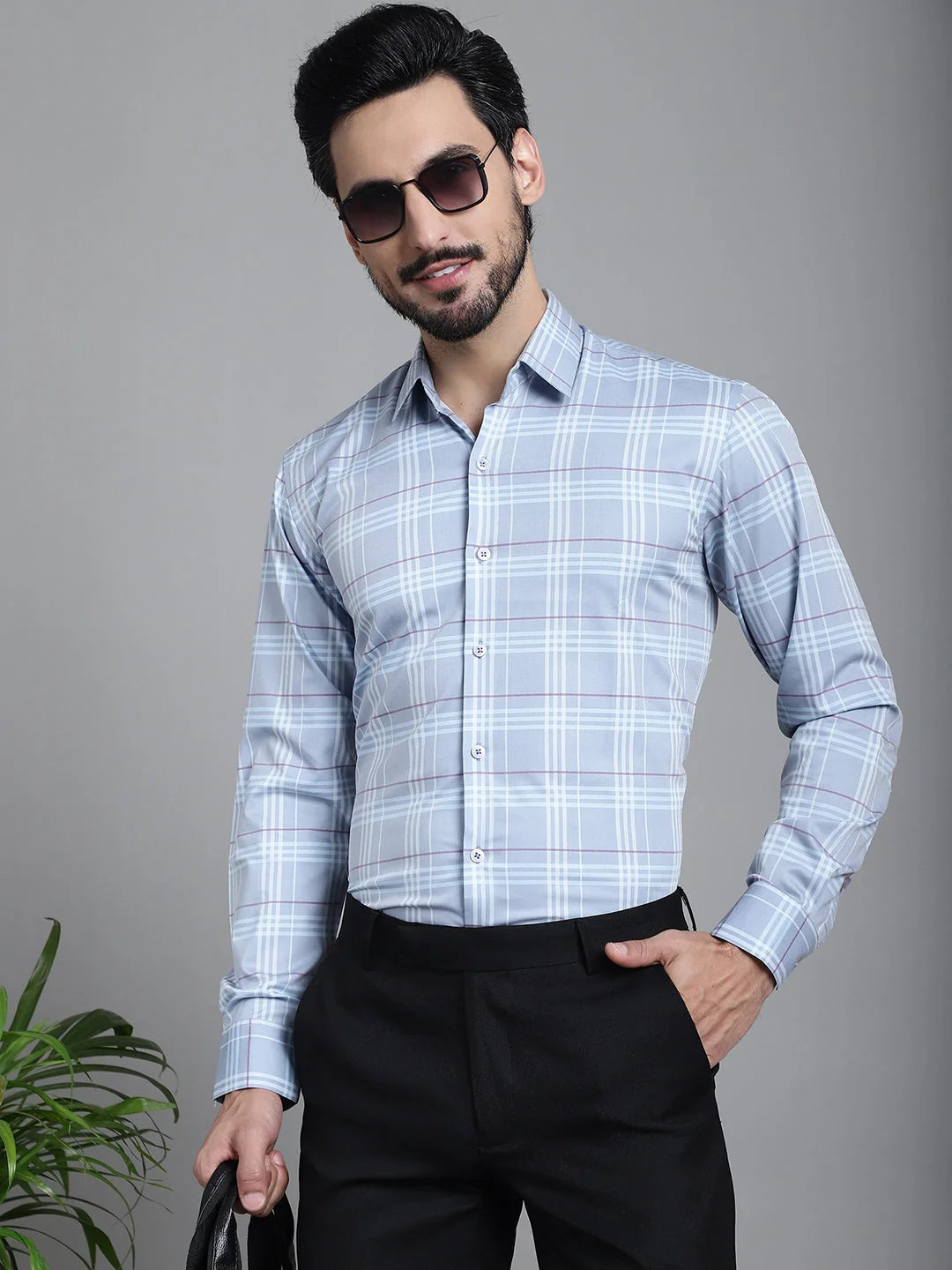 Blue Checked Formal Shirt - Cotton Mens Shirt Collection