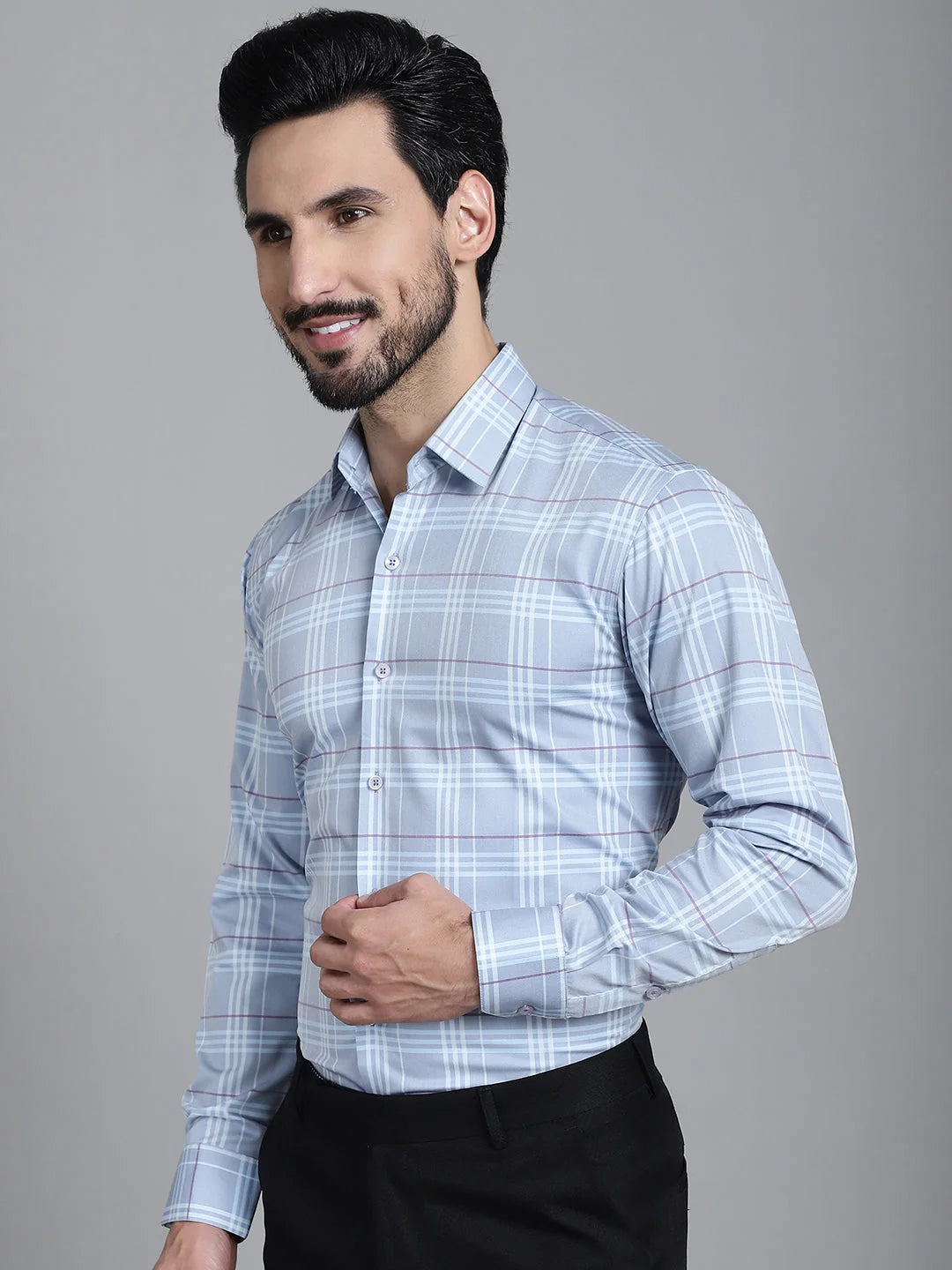 Blue Checked Formal Shirt - Cotton Mens Shirt Collection