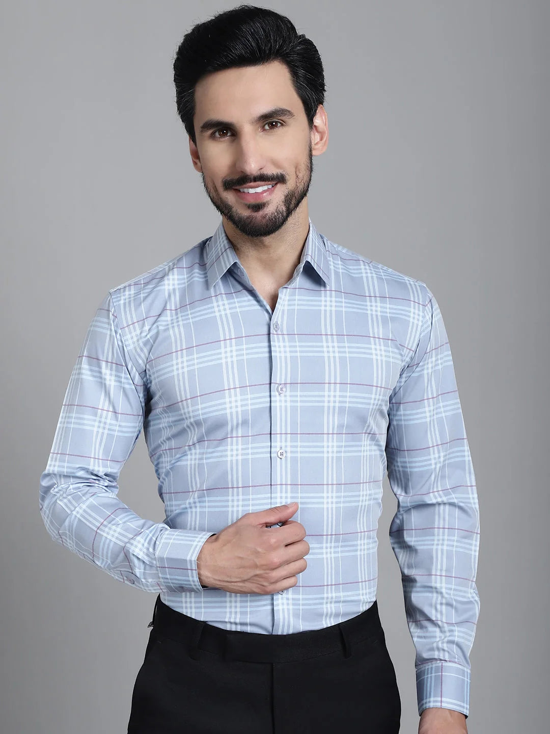 Blue Checked Formal Shirt - Cotton Mens Shirt Collection