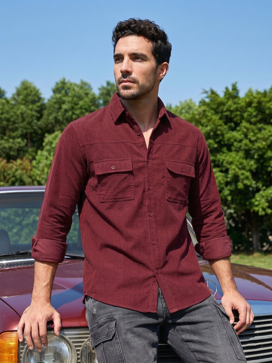 DesiQlo Men Solid Men Regular Fit Shirts - Multicolor - RDSH_925Maroon