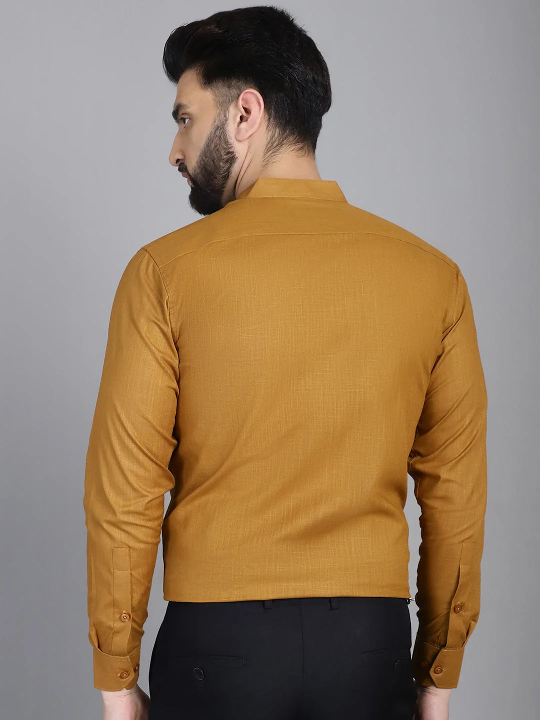 Mustard Cotton Formal Shirts for Men | Solid Mens Shirt