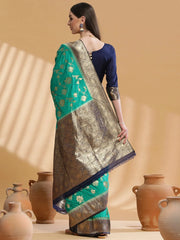 Women's Blend Maroon Woven Design Designer Saree With Blouse Piece-SGITRIUS03E