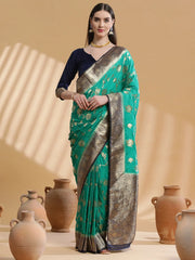 Women's Blend Maroon Woven Design Designer Saree With Blouse Piece-SGITRIUS03E