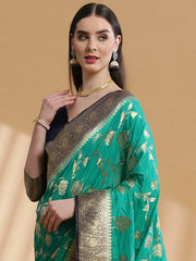Women's Blend Maroon Woven Design Designer Saree With Blouse Piece-SGITRIUS03E