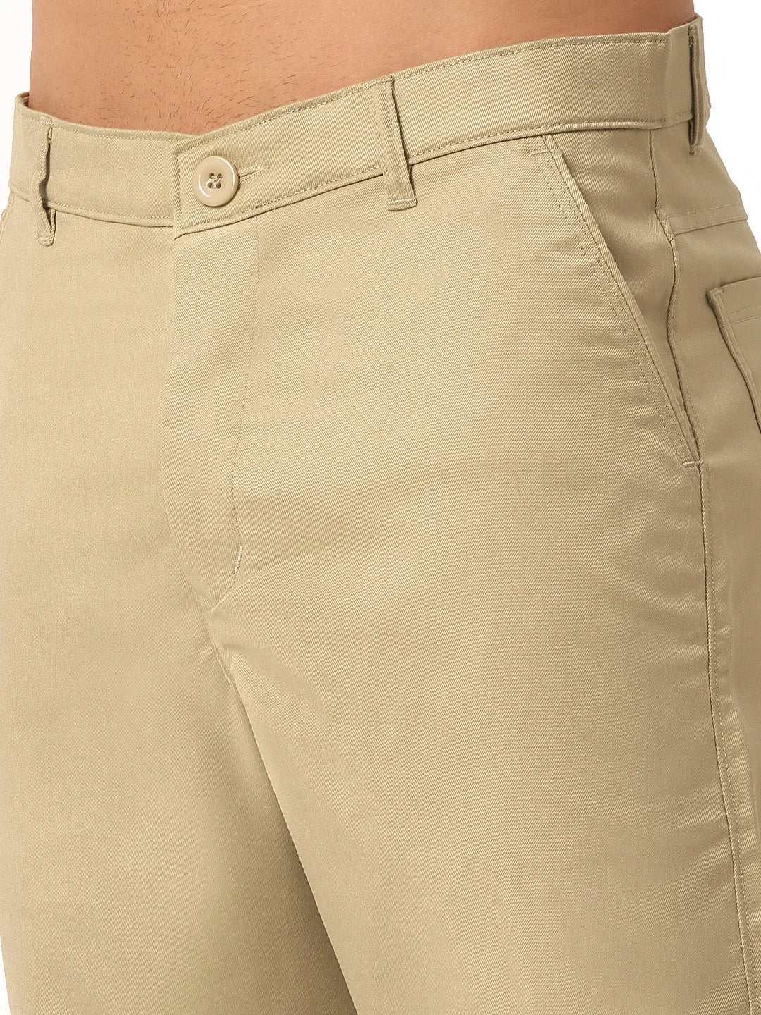 Men's Beige Cotton Solid Shorts - Slim Fit Cotton Pants