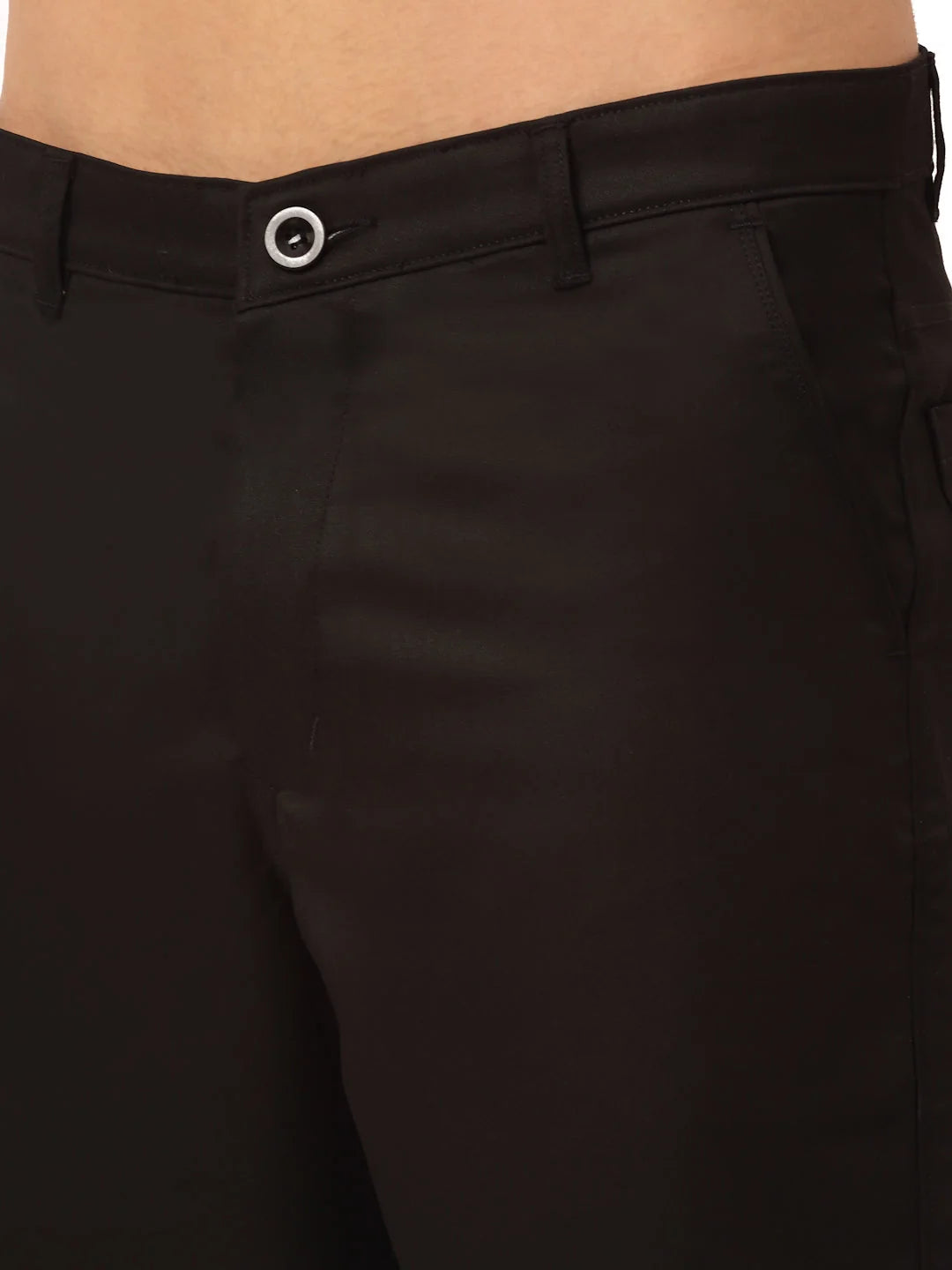 Men's Black Cotton Solid Shorts - Slim Fit Cotton Pants