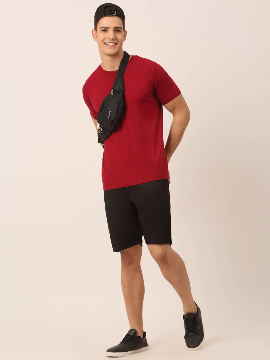 Men's Black Cotton Solid Shorts - Slim Fit Cotton Pants