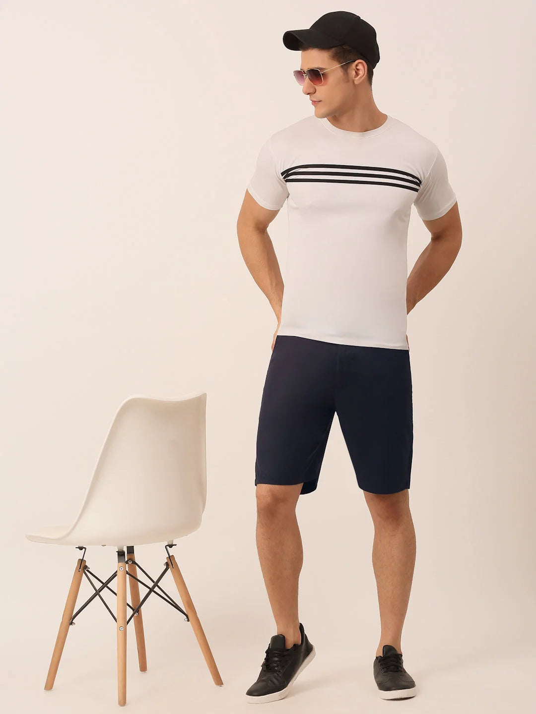 Men's Navy Casual Cotton Solid Shorts | Indian Needle