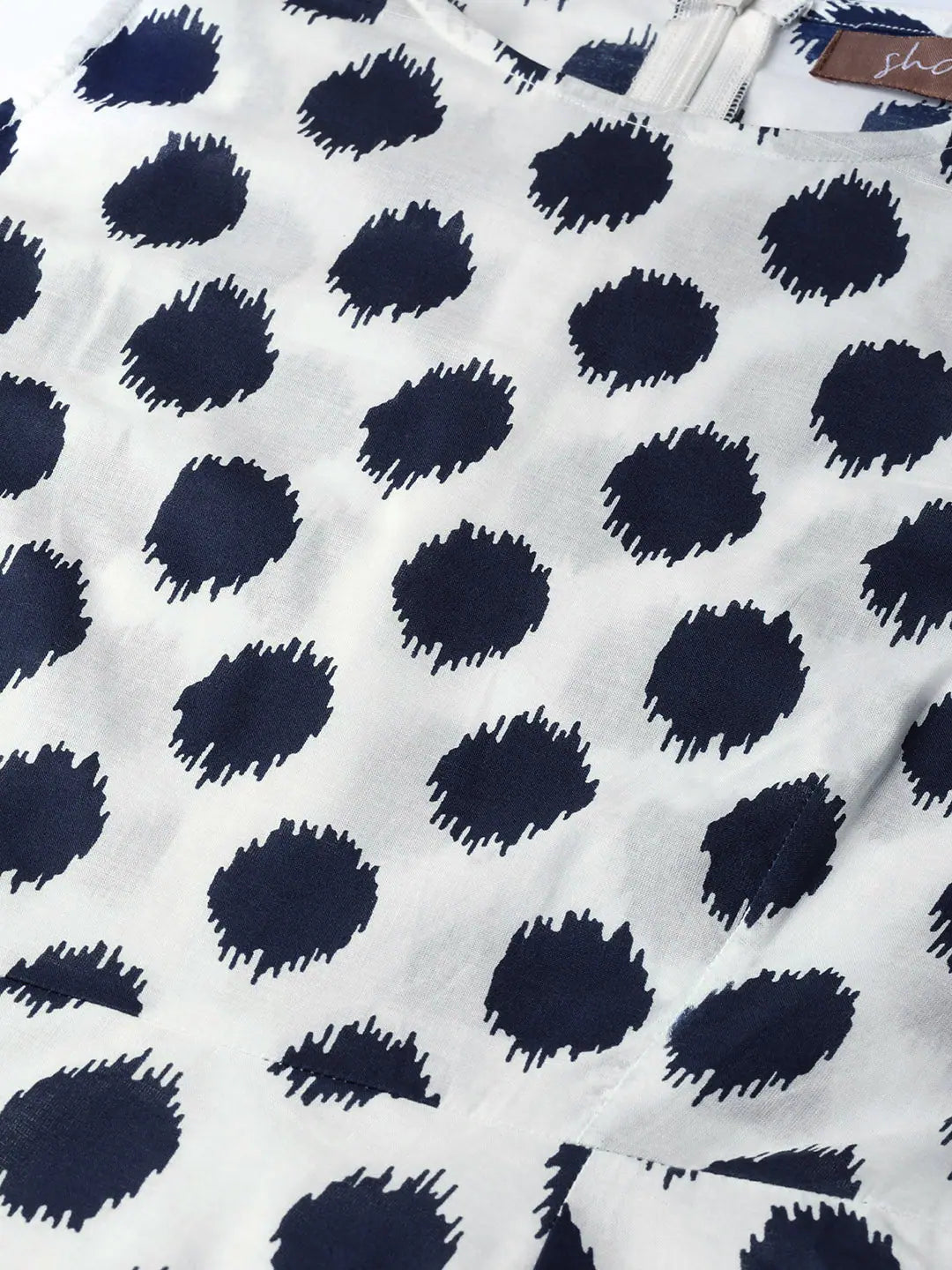 Navy Polka Dot Dress - Traditional Indian Lehenga Option