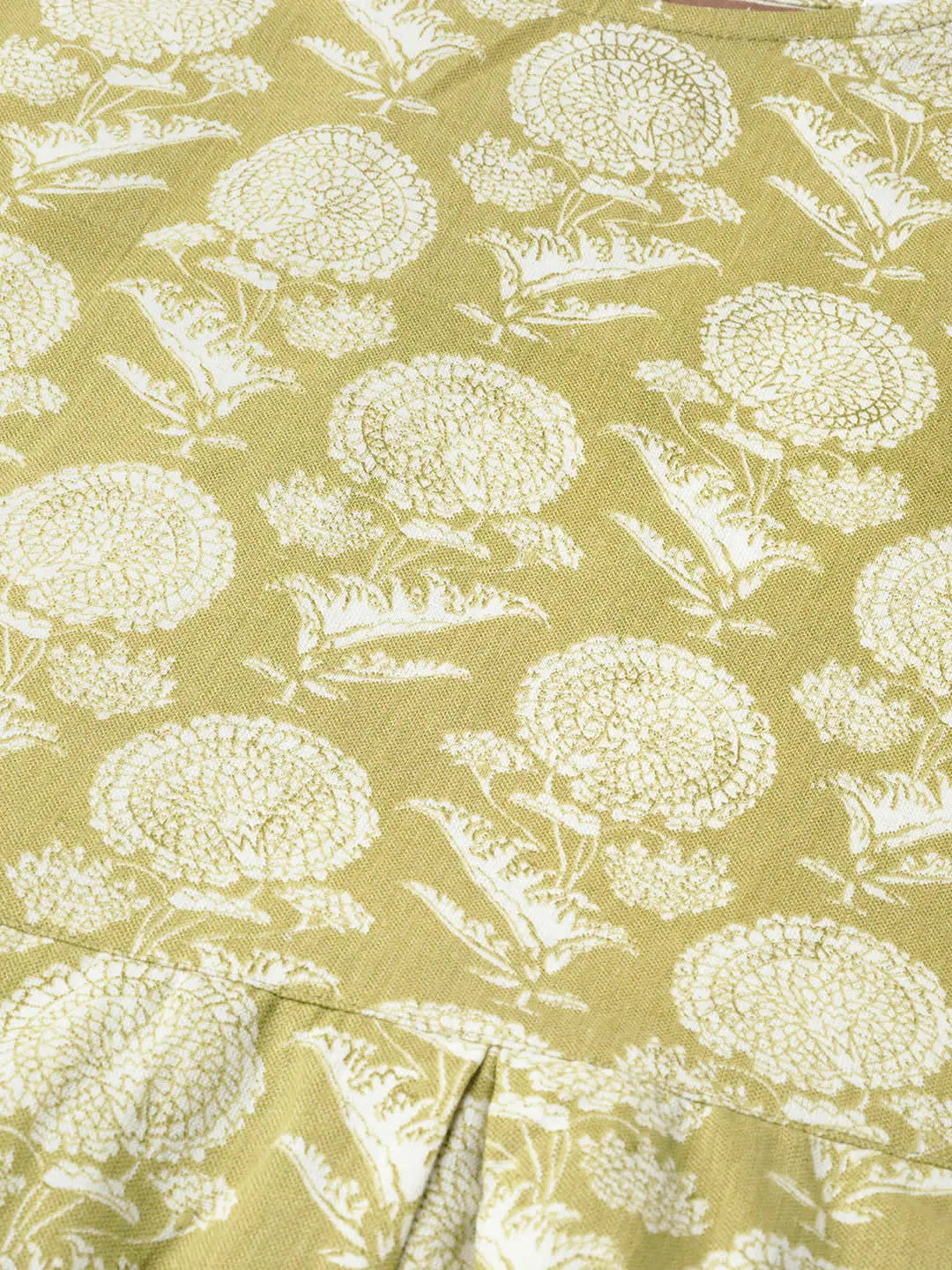 Pista Green Cotton Midi Dress | Indian Cotton Dresses Online