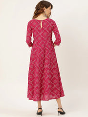 Fuchsia Bandhej Anarkali Dress